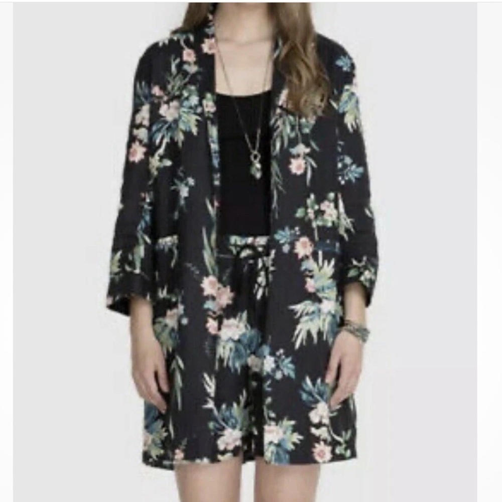 Johnny Was Multicolor Floral Heavy Linen Long Jacket Size Medium